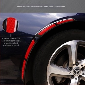 Bandă de protecție a aripii roții, din fibră de carbon + TPU – anti-coliziune, rezistentă la zgârieturi, model CTU006, personalizare disponibilă, compatibilă cu 90% dintre modele