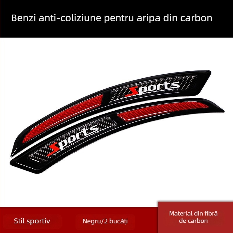 Bandă de protecție a aripii roții, din fibră de carbon + TPU – anti-coliziune, rezistentă la zgârieturi, model CTU006, personalizare disponibilă, compatibilă cu 90% dintre modele