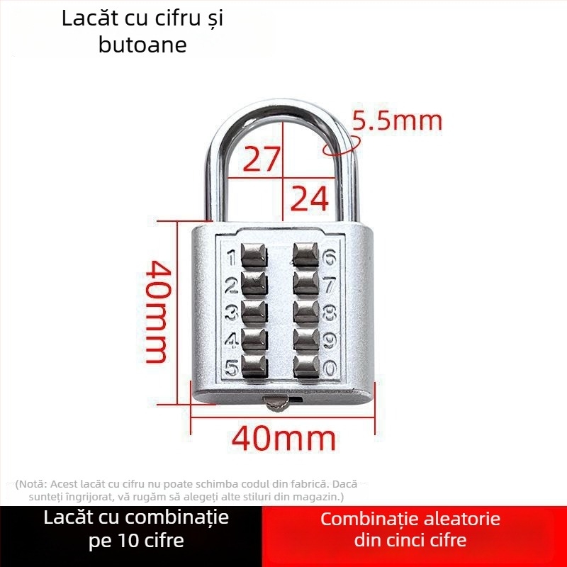 Lacăt cu cod pentru bagaje, dulapuri, sertare de cămin și rucsaci