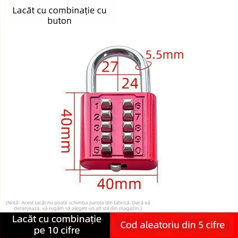 Lacăt cu cod pentru bagaje, dulapuri, sertare de cămin și rucsaci