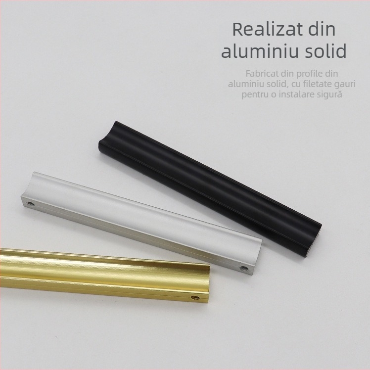 Mânere din aliaj de aluminiu pentru ușa de garderobă, design modern minimalist, mâner lung în formă de bandă, pentru uși, dulapuri și sertare