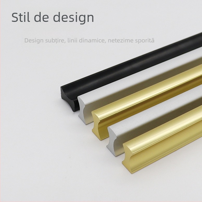 Mânere din aliaj de aluminiu pentru ușa de garderobă, design modern minimalist, mâner lung în formă de bandă, pentru uși, dulapuri și sertare