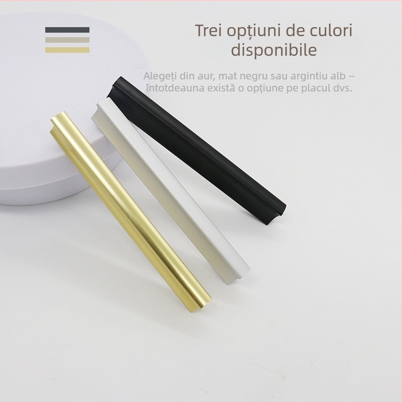 Mânere din aliaj de aluminiu pentru ușa de garderobă, design modern minimalist, mâner lung în formă de bandă, pentru uși, dulapuri și sertare