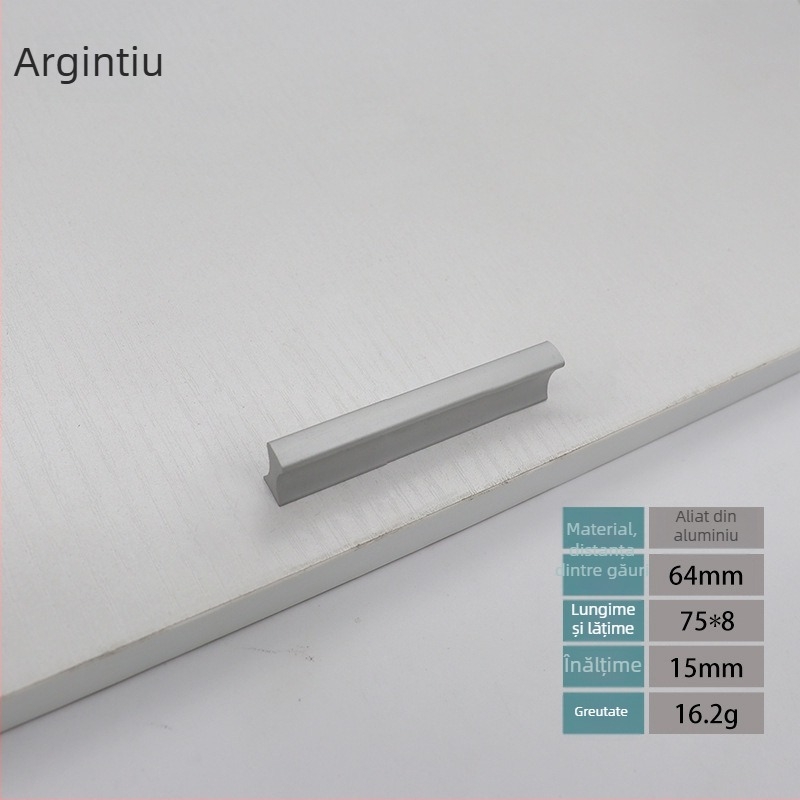 Mânere din aliaj de aluminiu pentru ușa de garderobă, design modern minimalist, mâner lung în formă de bandă, pentru uși, dulapuri și sertare