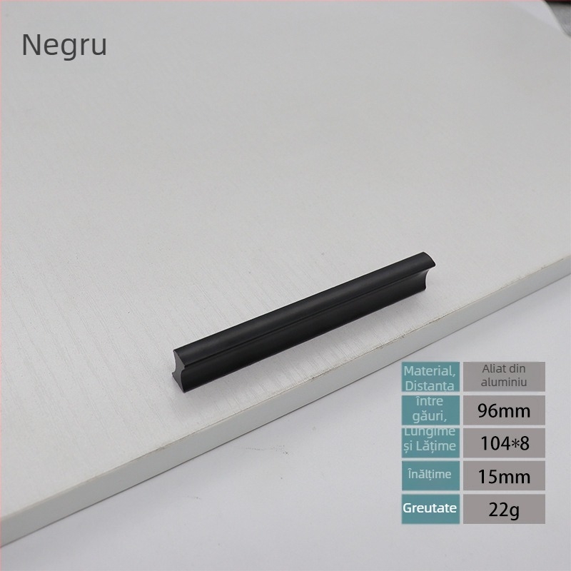 Mânere din aliaj de aluminiu pentru ușa de garderobă, design modern minimalist, mâner lung în formă de bandă, pentru uși, dulapuri și sertare