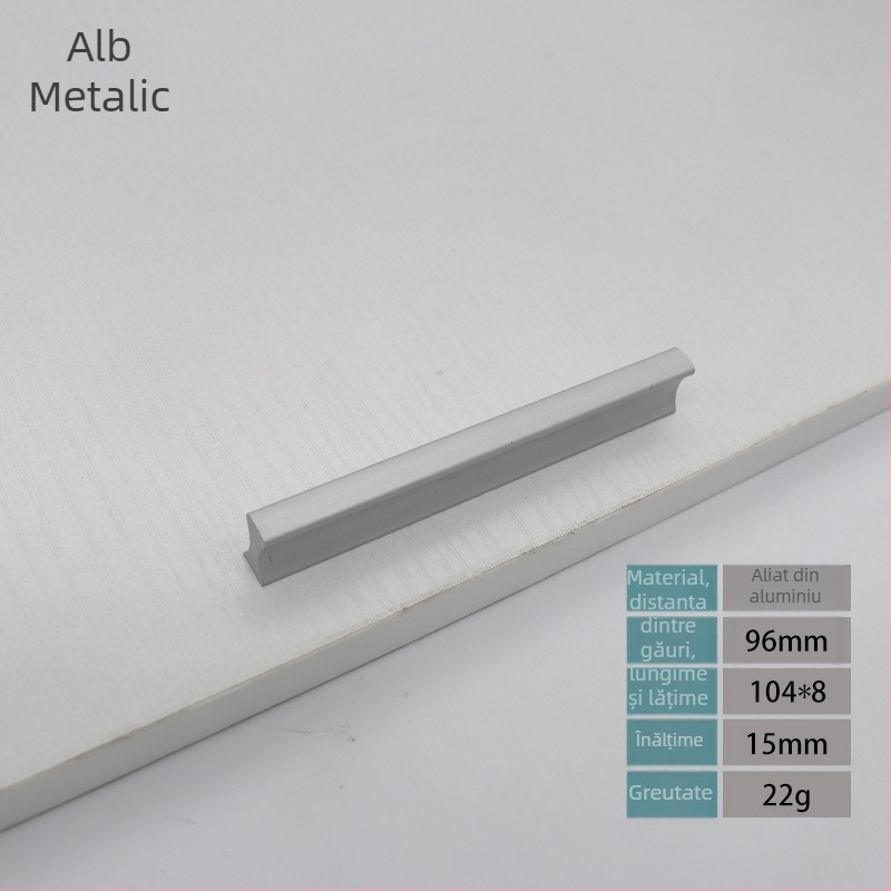 Mânere din aliaj de aluminiu pentru ușa de garderobă, design modern minimalist, mâner lung în formă de bandă, pentru uși, dulapuri și sertare