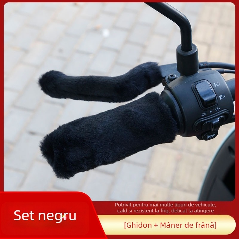 Husă de ghidon pentru biciclete electrice și tricicluri — pluș cald, îngroșat, universal pentru iarnă (Material: Silk Flower; Brand: Other; Origine: Other)