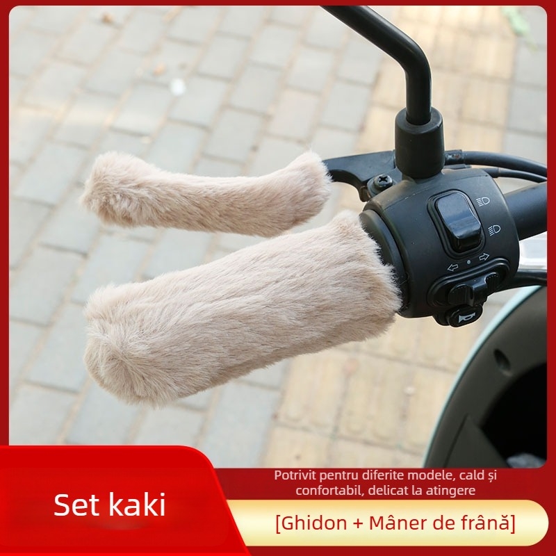 Husă de ghidon pentru biciclete electrice și tricicluri — pluș cald, îngroșat, universal pentru iarnă (Material: Silk Flower; Brand: Other; Origine: Other)