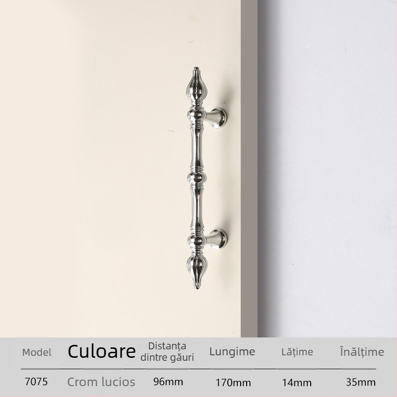 Mâner pentru garderobă, aliaj zinc solid, turnare sub presiune, model 7075, marca Fandilo