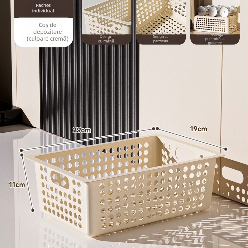 Coș de depozitare din plastic - model kkc-111, organizator de birou dreptunghiular, material PP, stil minimalist modern