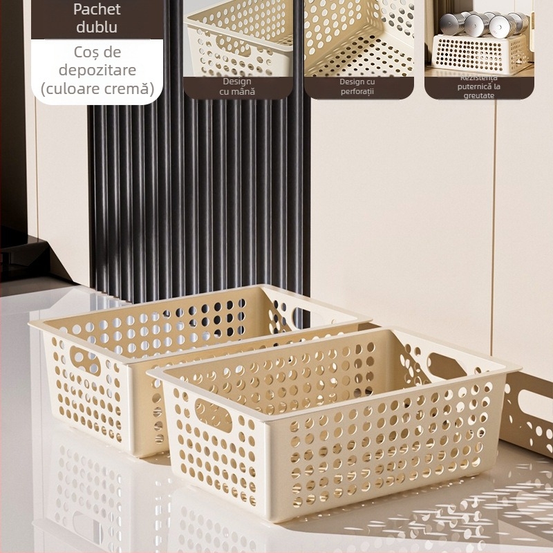 Coș de depozitare din plastic - model kkc-111, organizator de birou dreptunghiular, material PP, stil minimalist modern