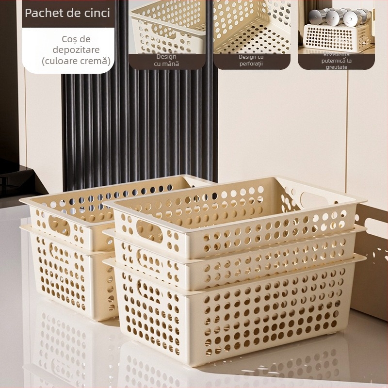 Coș de depozitare din plastic - model kkc-111, organizator de birou dreptunghiular, material PP, stil minimalist modern