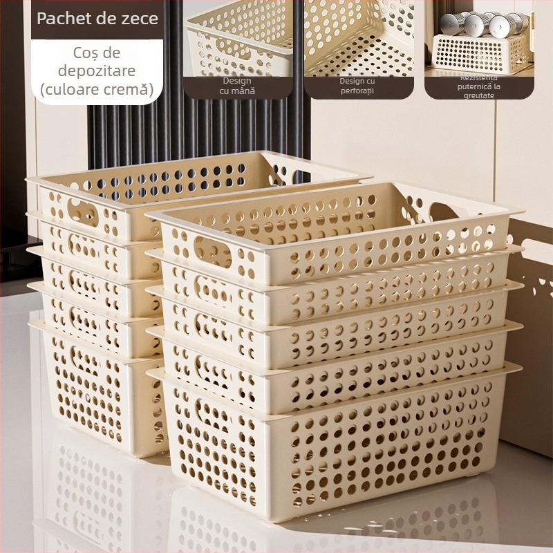 Coș de depozitare din plastic - model kkc-111, organizator de birou dreptunghiular, material PP, stil minimalist modern