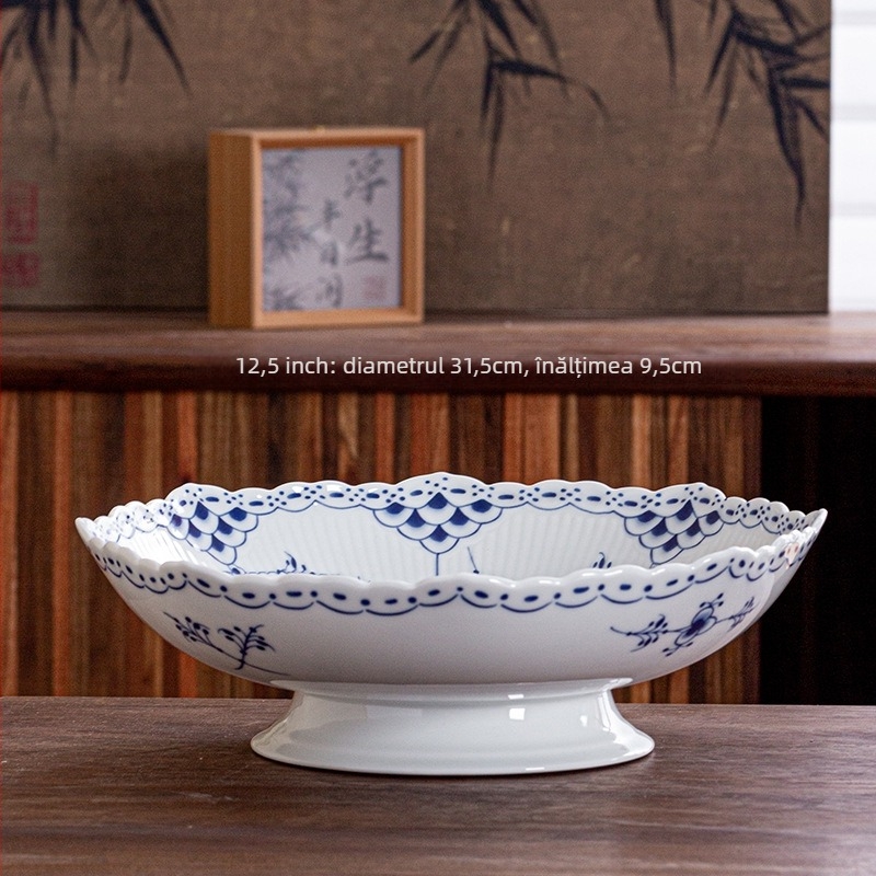 Farfurie de fructe din porțelan Jingdezhen, lansare 2024, calitate de primă clasă, stil simplu
