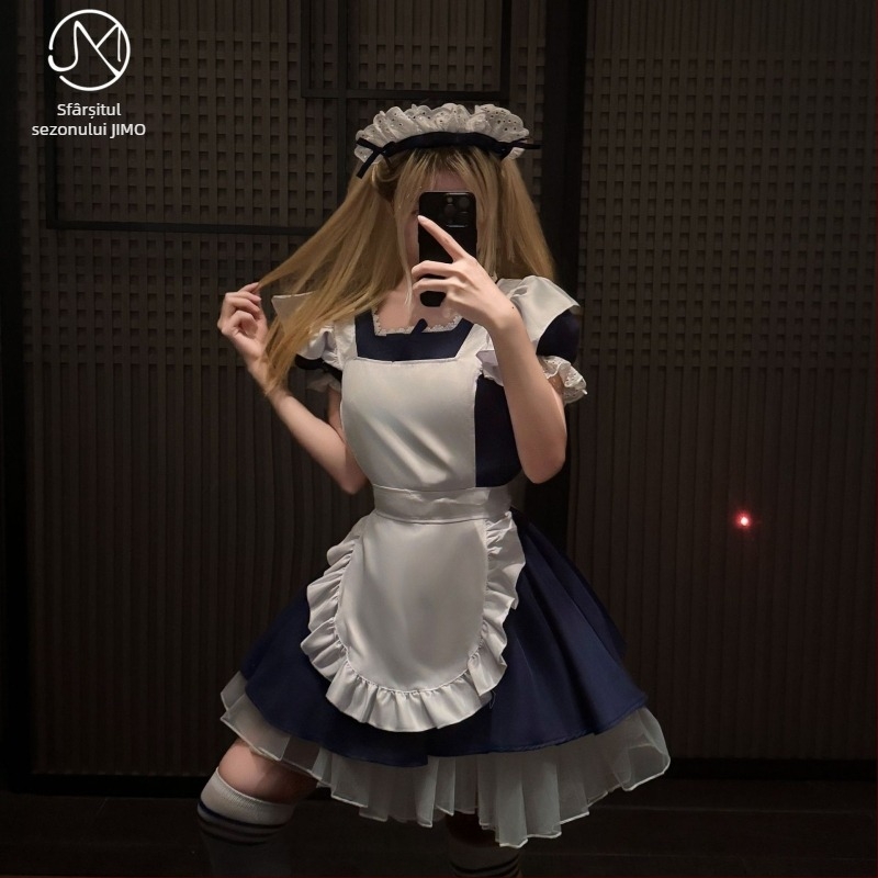 rochie cosplay pentru menajeră, stil Lolita, inspirată de Alice, rochie pentru cafenea, poliester 90-95%