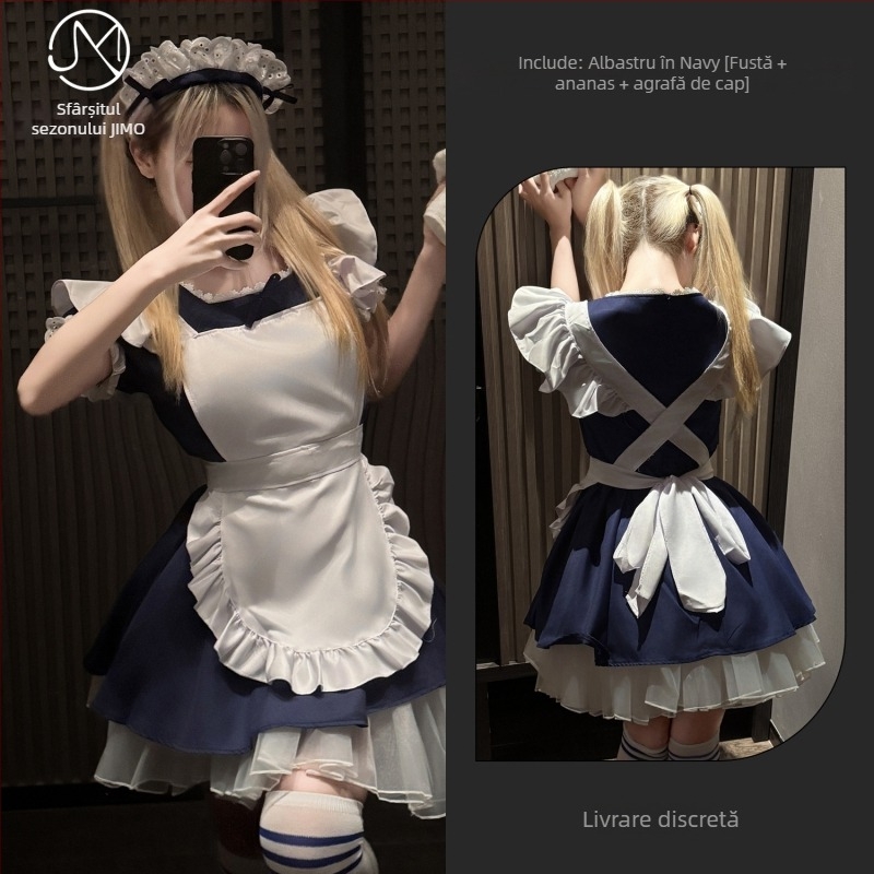 rochie cosplay pentru menajeră, stil Lolita, inspirată de Alice, rochie pentru cafenea, poliester 90-95%