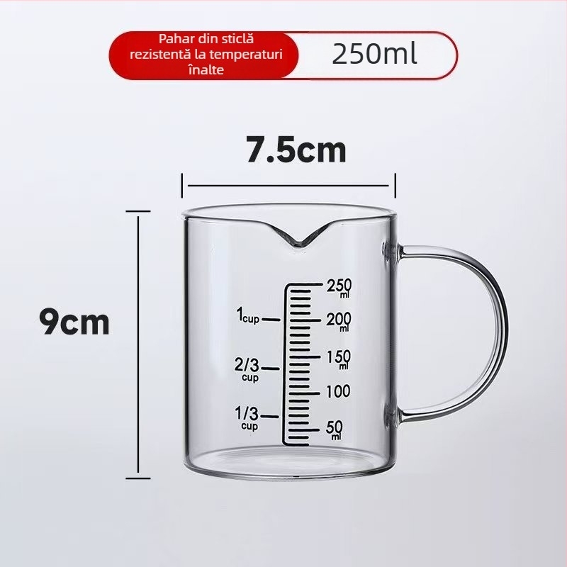 Căniță de măsurat din sticlă borosilicată cu mâner, scară încorporată – pentru coacere