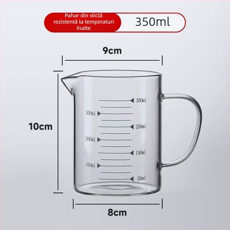 Căniță de măsurat din sticlă borosilicată cu mâner, scară încorporată – pentru coacere