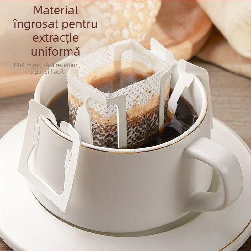 Pungă filtrantă de unică folosință pentru cold brew, filtru din material nețesut, cu bucle pentru agățare, include linguriță