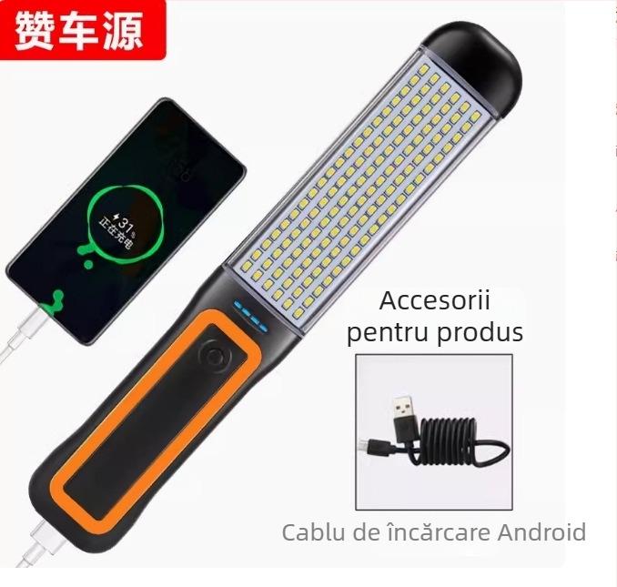 Lampa de lucru auto cu LED pentru întreținere, lampă de urgență magnetică cu power bank încorporat, ultraușoară și subțire