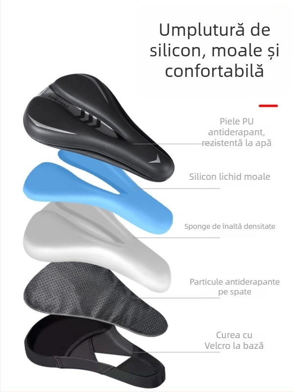 Șa de bicicletă, JAAJ-WAY, model JJXDBKGJZT-808, material PU + gel de silicon, potrivit pentru biciclete obișnuite