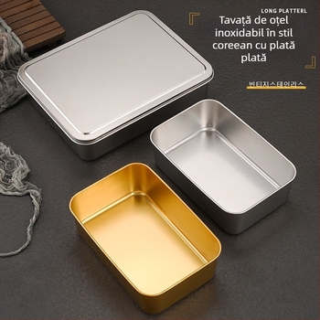 Tava dreptunghiulară adâncită din oțel inoxidabil 304 cu capac, pentru tiramisu și prăjituri.