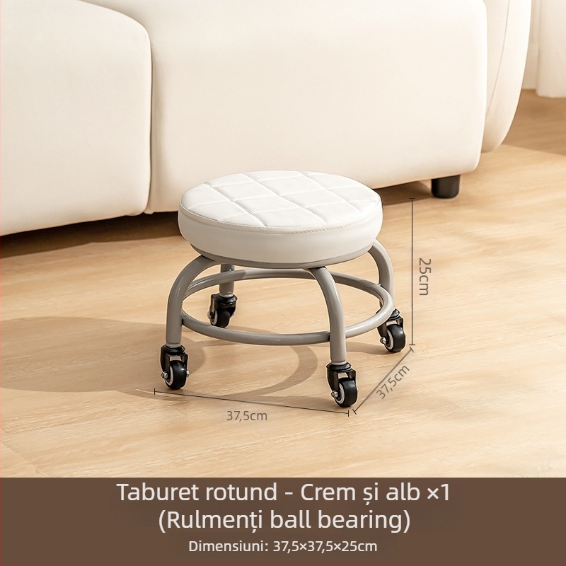 Taburet metal cu rotile universale, mic, pentru uz casnic (Brand: Other; Material: Silk flower; Model: 69850; Funcție: Other)