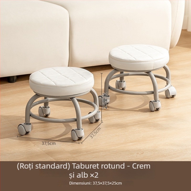 Taburet metal cu rotile universale, mic, pentru uz casnic (Brand: Other; Material: Silk flower; Model: 69850; Funcție: Other)