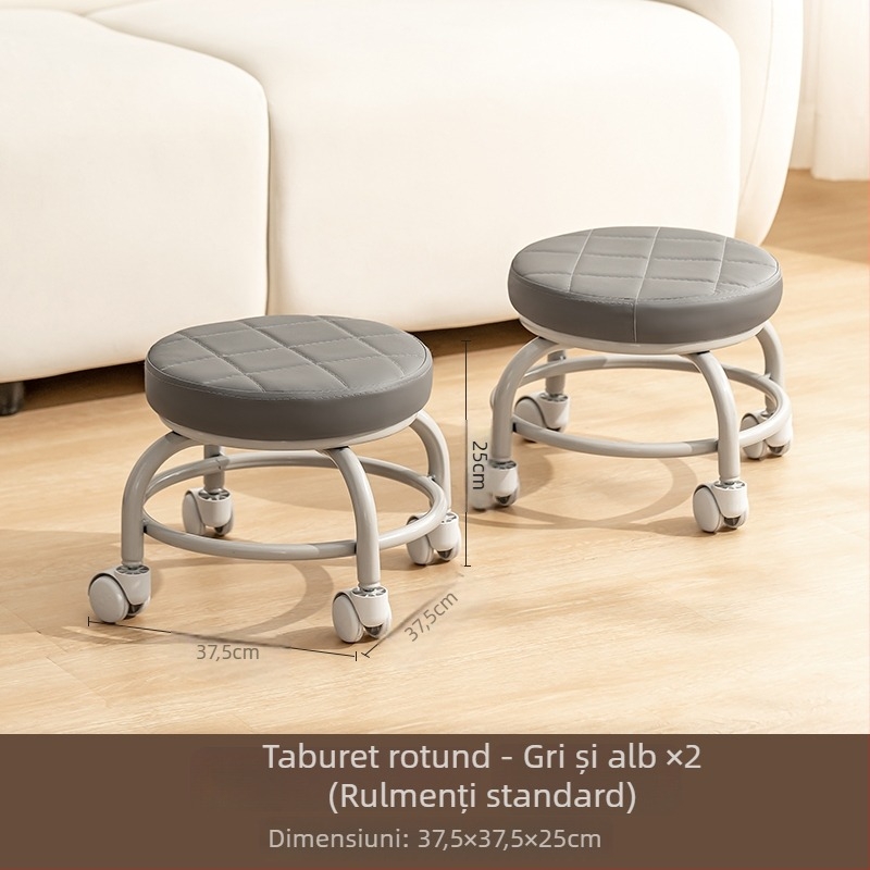 Taburet metal cu rotile universale, mic, pentru uz casnic (Brand: Other; Material: Silk flower; Model: 69850; Funcție: Other)