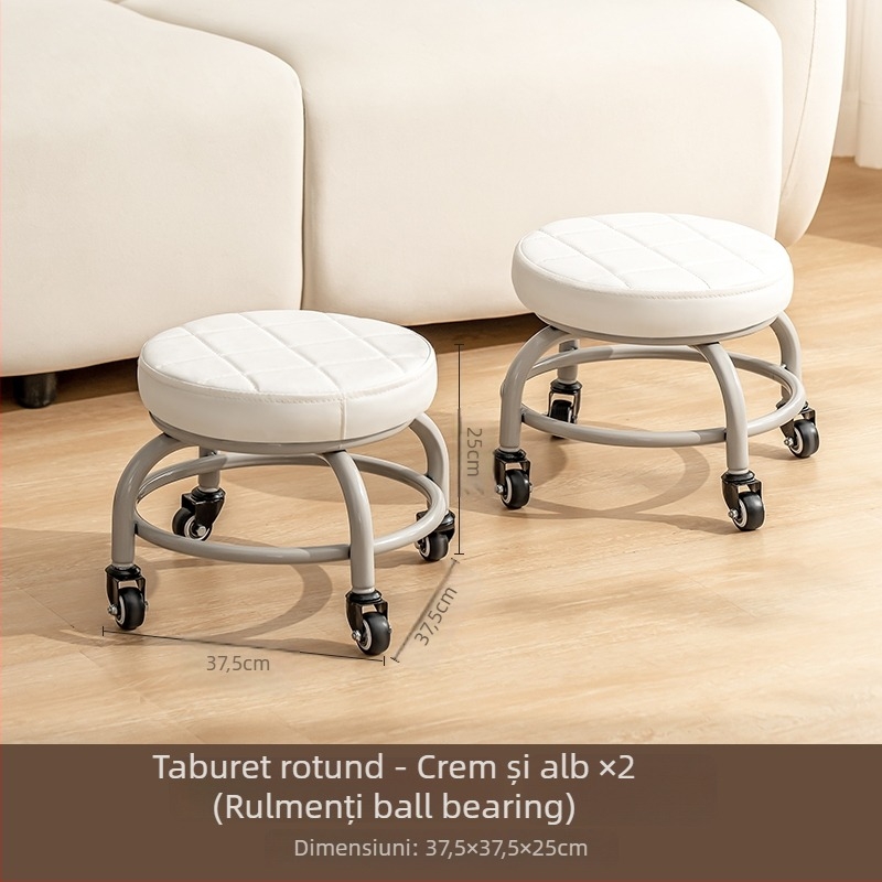 Taburet metal cu rotile universale, mic, pentru uz casnic (Brand: Other; Material: Silk flower; Model: 69850; Funcție: Other)