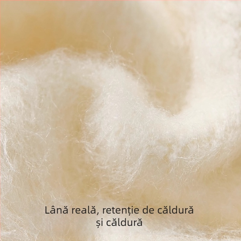 Șosete de femei peste genunchi din lână, căptușite cu fleece, groase pentru iarnă, stil minimalist, model solid, tricot cu un ac