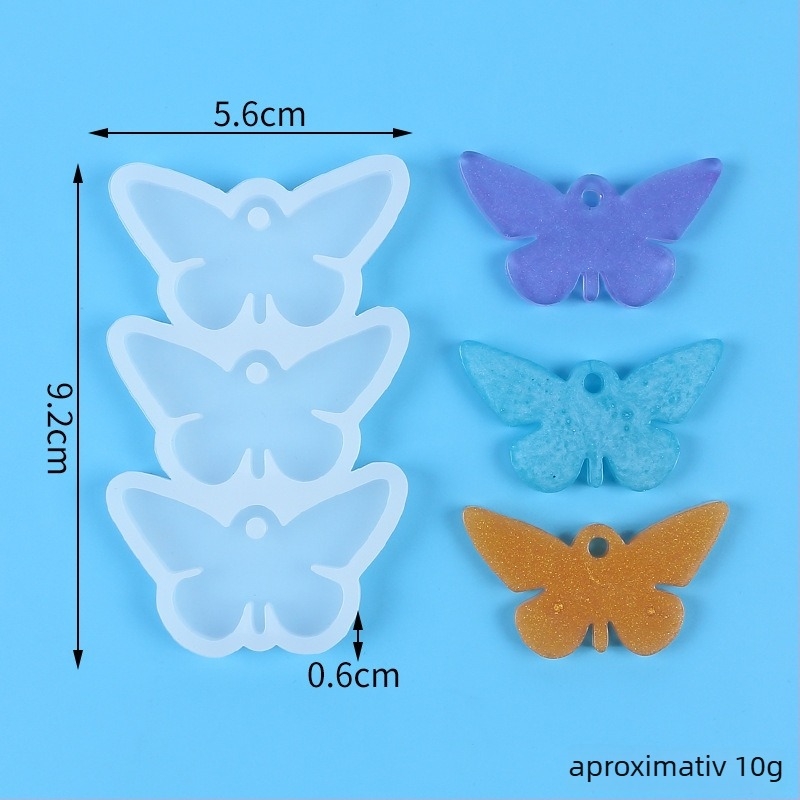 Formă din silicon pentru pandantiv — formă fluture, neregulată, cerc/oval cu orificiu pentru agățare, pentru bijuterii din rășină