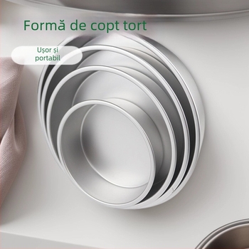 Formă rotundă pentru prăjituri din aliaj de aluminiu, cu bază fixă, pentru uz casnic, extrem de ușoară și ușor de detașat.