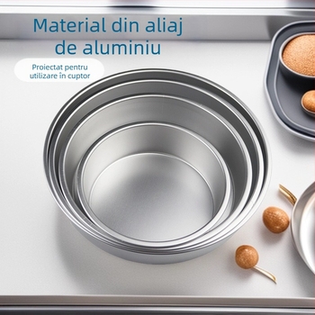 Formă rotundă pentru prăjituri din aliaj de aluminiu, cu bază fixă, pentru uz casnic, extrem de ușoară și ușor de detașat.