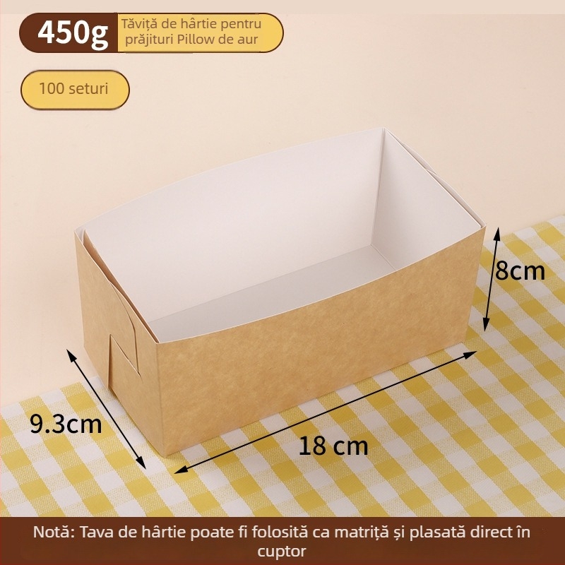 Set tavă de hârtie pentru prăjit și suport – rezistent la temperaturi înalte, compatibil cu cuptorul; cutie de pâine de unică folosință cu pungă, etichetă și panglică de satin