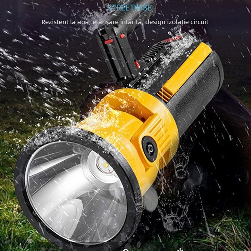 Lanteră de căutare portabilă, reîncărcabilă, fascicul reglabil la 360°, baterie 4500mAh, model W5164, 710 g, carcasă ABS+PS, durată LED 50.000 h