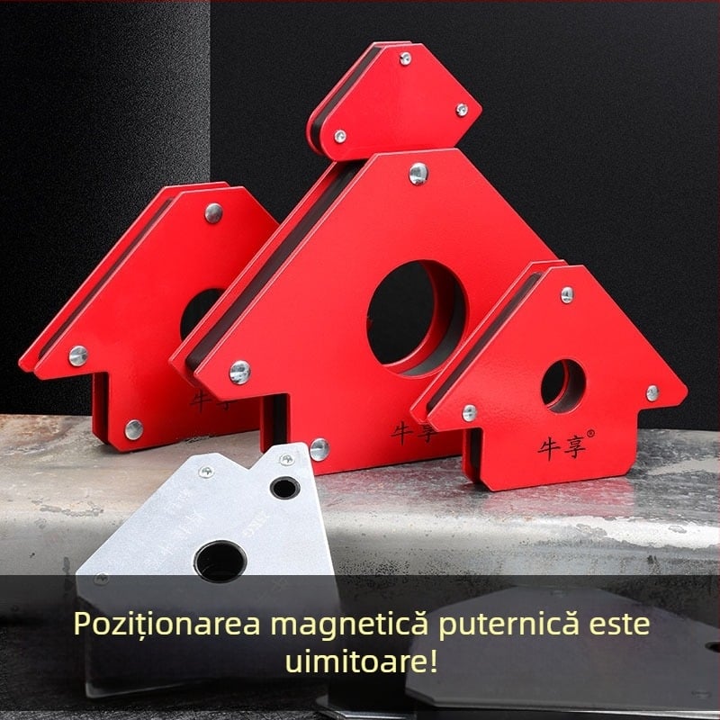 Locator magnetic pentru sudură cu instrument de poziționare multifuncțional și riglă triunghiulară, 90°