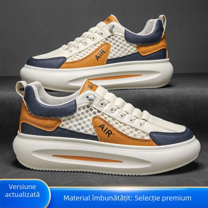 Pantofi sport pentru bărbați, primăvară, plasă respirabilă, talpă groasă, șireturi, pentru timp liber și călătorii