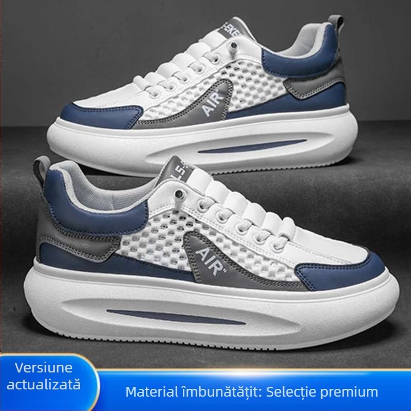 Pantofi sport pentru bărbați, primăvară, plasă respirabilă, talpă groasă, șireturi, pentru timp liber și călătorii