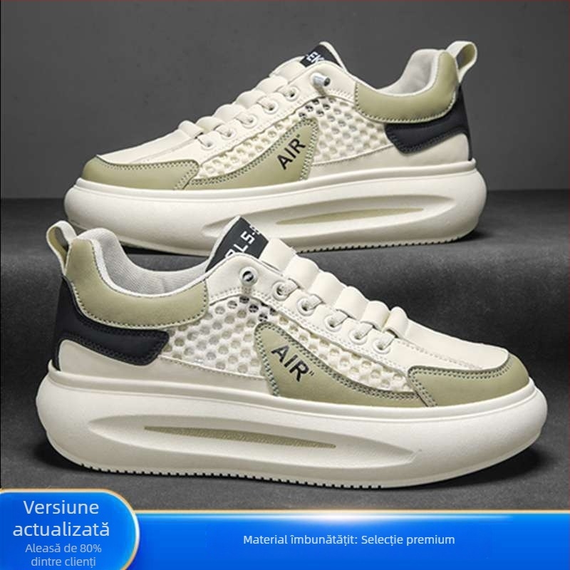 Pantofi sport pentru bărbați, primăvară, plasă respirabilă, talpă groasă, șireturi, pentru timp liber și călătorii