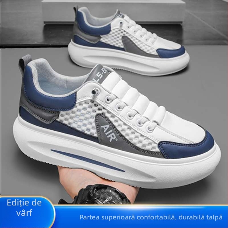 Pantofi sport pentru bărbați, primăvară, plasă respirabilă, talpă groasă, șireturi, pentru timp liber și călătorii