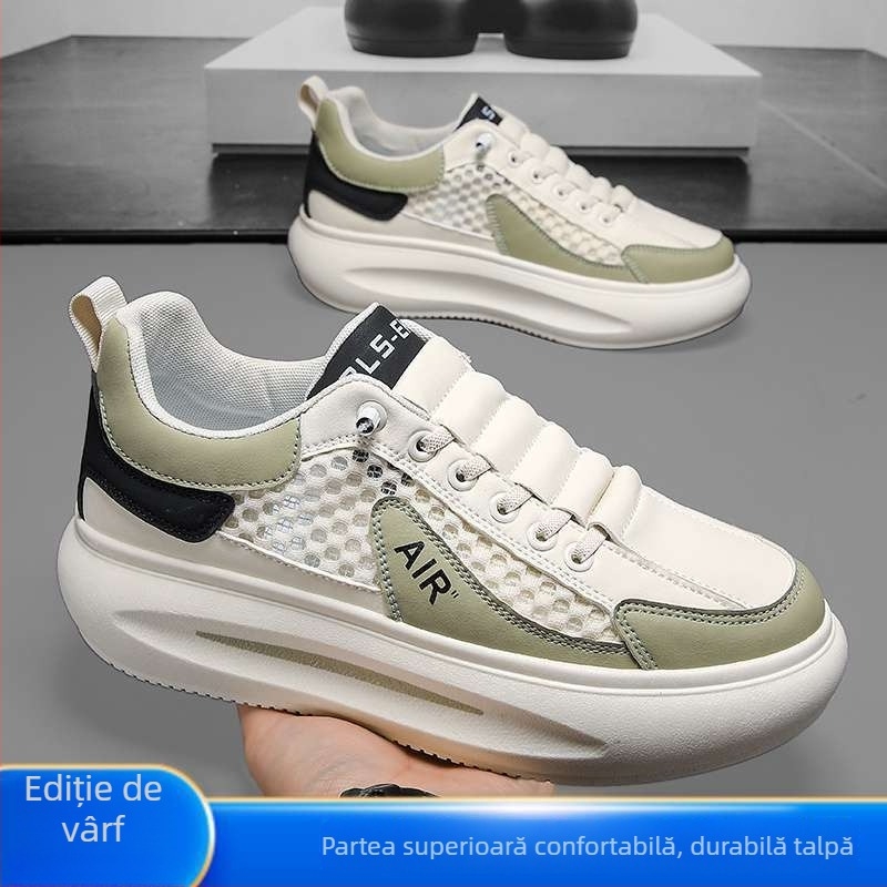 Pantofi sport pentru bărbați, primăvară, plasă respirabilă, talpă groasă, șireturi, pentru timp liber și călătorii