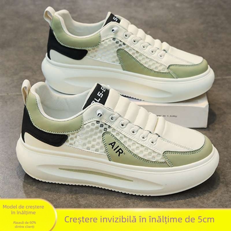 Pantofi sport pentru bărbați, primăvară, plasă respirabilă, talpă groasă, șireturi, pentru timp liber și călătorii