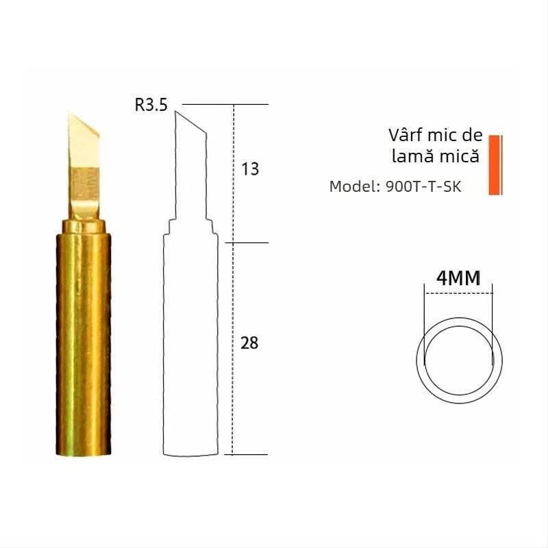 Repairman vârf de lipit din cupru – precizie, vârf unghiular (elbow), seria Flying soldering iron tip, fără plumb