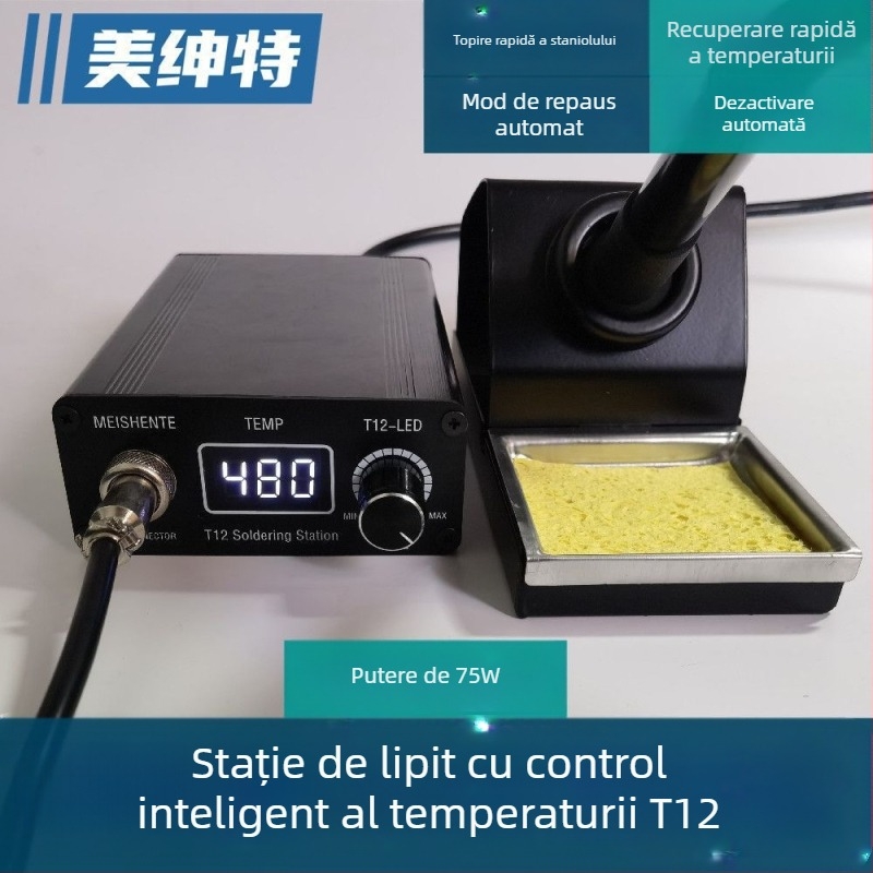 Stație de lipire T12 cu temperatură reglabilă, putere mare, afișaj digital, mod somn, vârf T12
