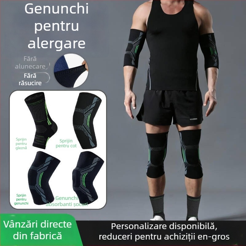 Set de protecție pentru genunchi, coate și glezne pentru alergare și ciclism, nailon și poliester, adult