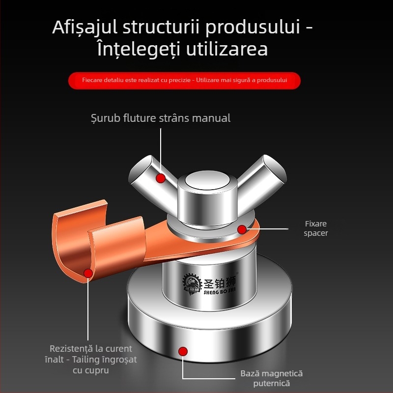 Instrument de împământare pentru sudură cu magneți puternici, clemă de împământare magnetică, fixator pentru sudură, cap de împământare manual