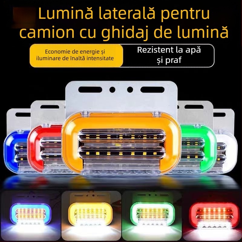 Lumină laterală LED pentru camioane mari și semiremorci, rezistentă la apă IP6, 12/24V, 0.6W, 40 lm, bază din aluminiu