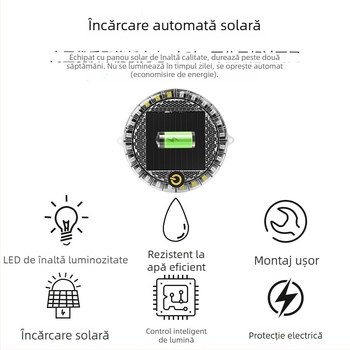 Lampa LED de avertizare solară rotundă, bază magnetică, instalare fără cabluri, 2W, 12V, pentru automobile, camioane, motociclete, mașini electrice și biciclete