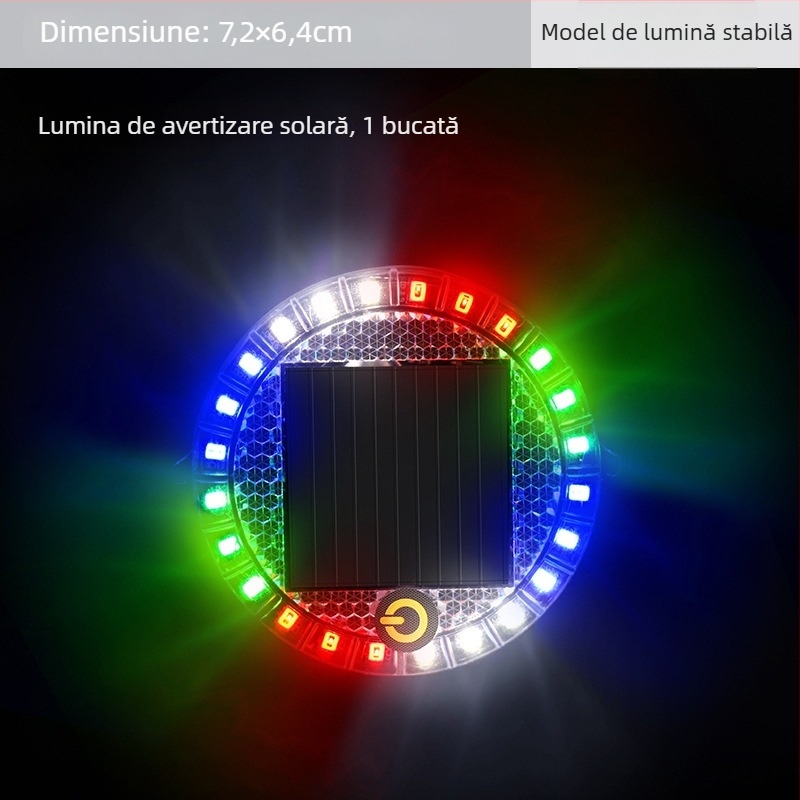 Lampa LED de avertizare solară rotundă, bază magnetică, instalare fără cabluri, 2W, 12V, pentru automobile, camioane, motociclete, mașini electrice și biciclete
